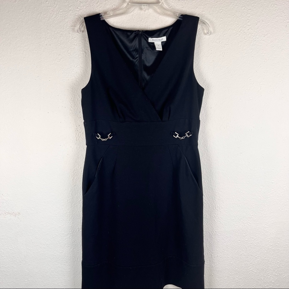 WHBM black jumper with deep V top and chain accents-size 14